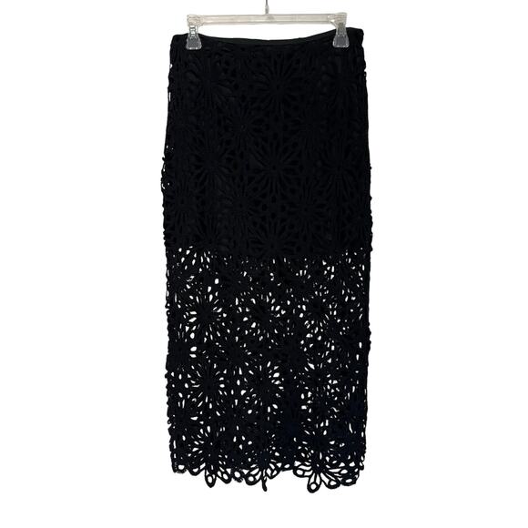 Express Crochet Midi Skirt Size 4 Black Boho Whimsygoth Sheer Overlay NWT - Picture 2 of 8